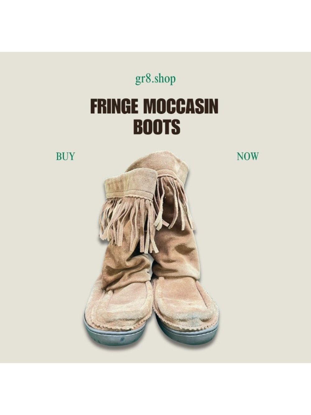 Fringe Moccasin Boots Size 7 Suede Upper Shearling Lining Durable Vibram Soles T